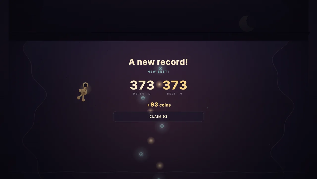 DUSKWALKER game over — a new record of 373 metres with coins earned