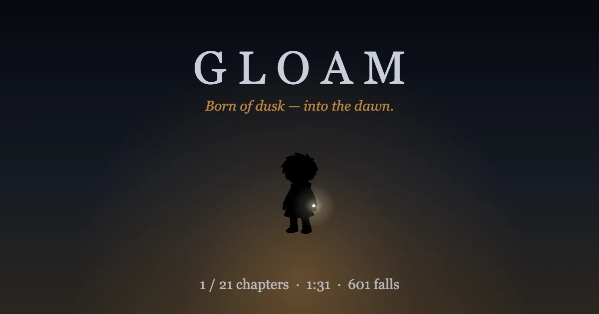 Chapter complete — the child holds the ember aloft over a dawning gradient