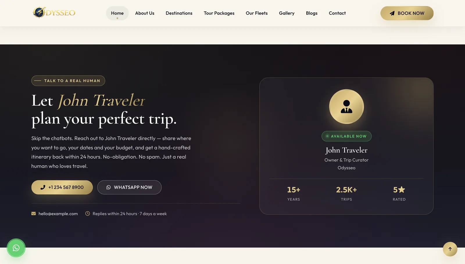 Gallery, testimonials and the footer call-to-action.